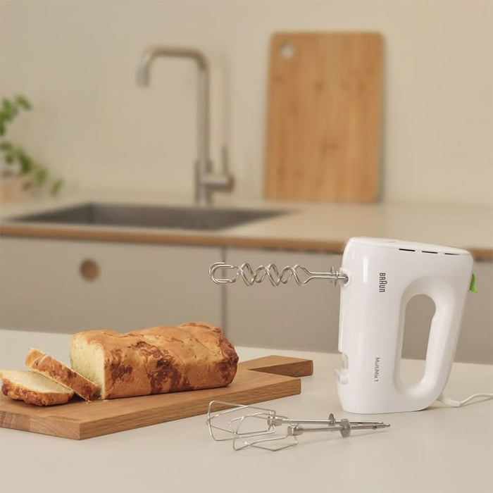 Mixer de mana BRAUN MultiMix 1 HM 1110 WH, 450W, 4 trepte viteza, alb-verde WALTI