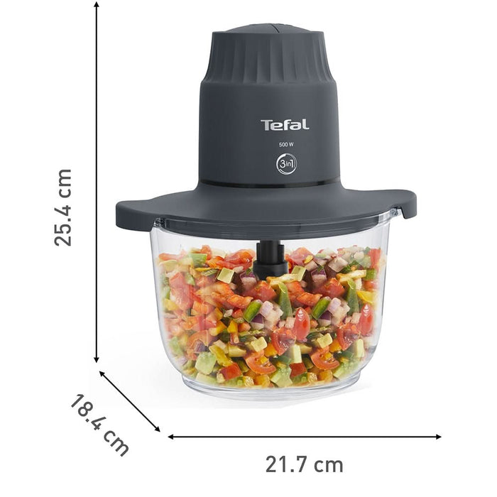 Mini tocator TEFAL Choppeo MB603138, 2l, 500W, 2 trepte viteza, gri inchis WALTI