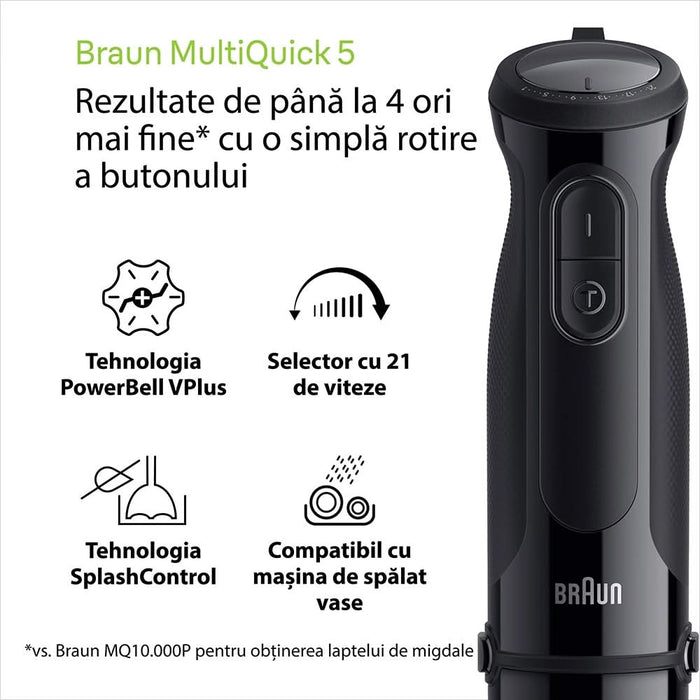 Mixer vertical BRAUN MQ50202M, 0.6l, 1000W, 21 trepte viteza, negru WALTI