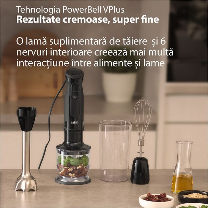 Mixer vertical BRAUN MQ50202M, 0.6l, 1000W, 21 trepte viteza, negru WALTI