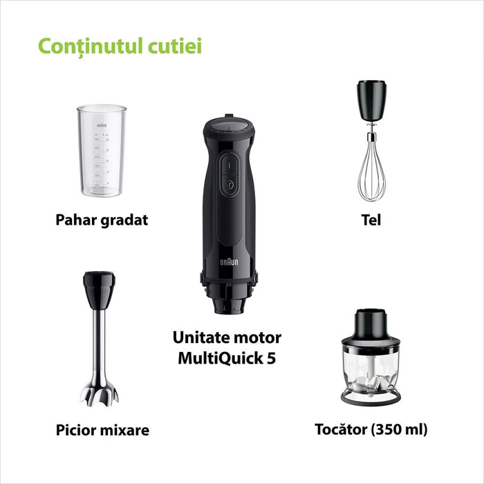 Mixer vertical BRAUN MQ50202M, 0.6l, 1000W, 21 trepte viteza, negru WALTI
