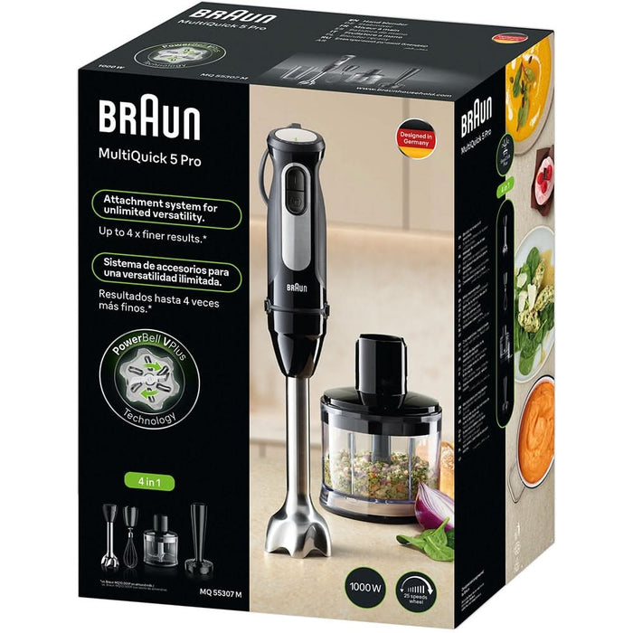 Mixer vertical BRAUN MultiQuick 5 Pro MQ55307M, 0.6l, 1000W, 25 trepte viteza, negru-argintiu WALTI