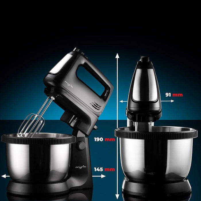 Mixer cu bol MYRIA MY4024BK, 3.4l, 300W, 5 trepte viteza, argintiu-negru WALTI