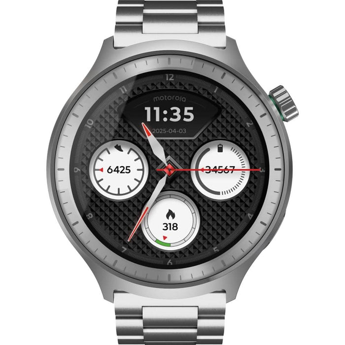 Smartwatch MOTOROLA Moto Watch, 47mm, GPS, Android, Silver Metallic + Herbal Garden Silicone WALTI
