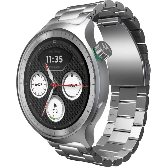 Smartwatch MOTOROLA Moto Watch, 47mm, GPS, Android, Silver Metallic + Herbal Garden Silicone WALTI