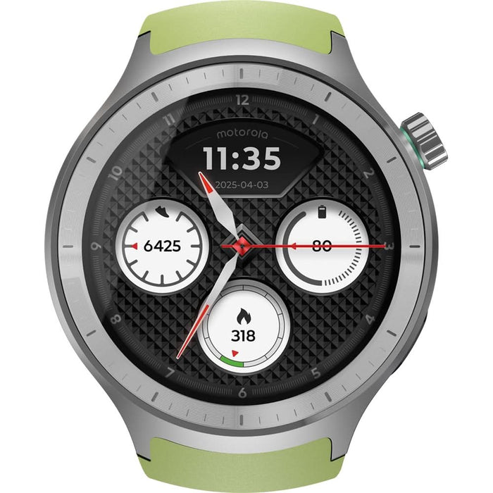 Smartwatch MOTOROLA Moto Watch, 47mm, GPS, Android, Silver Metallic + Herbal Garden Silicone WALTI