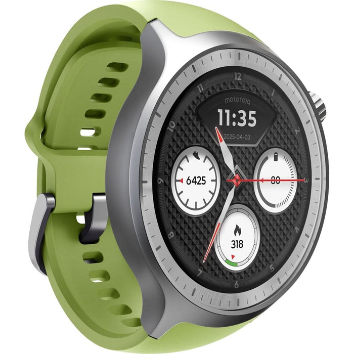 Smartwatch MOTOROLA Moto Watch, 47mm, GPS, Android, Silver Metallic + Herbal Garden Silicone WALTI