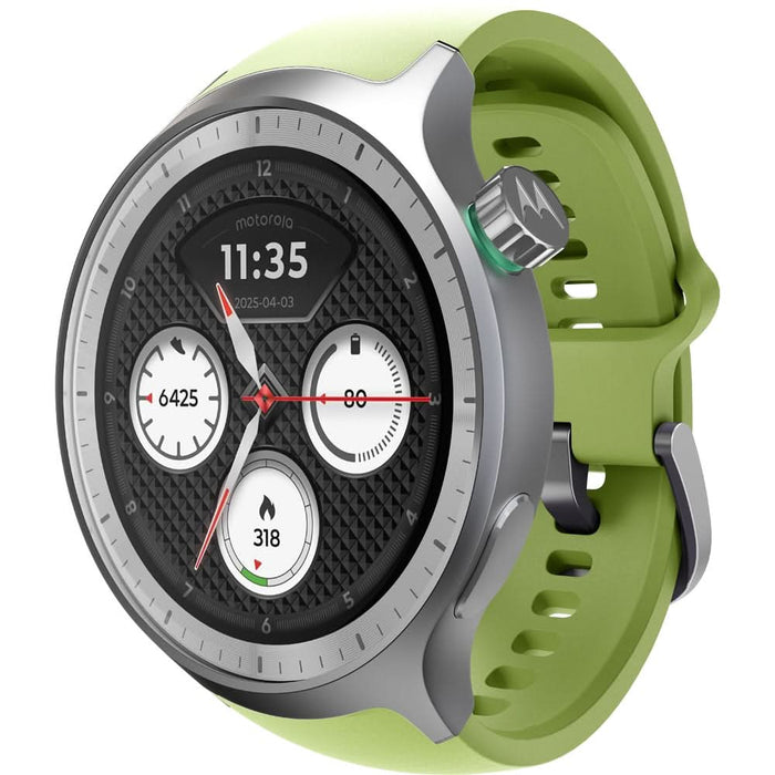 Smartwatch MOTOROLA Moto Watch, 47mm, GPS, Android, Silver Metallic + Herbal Garden Silicone WALTI