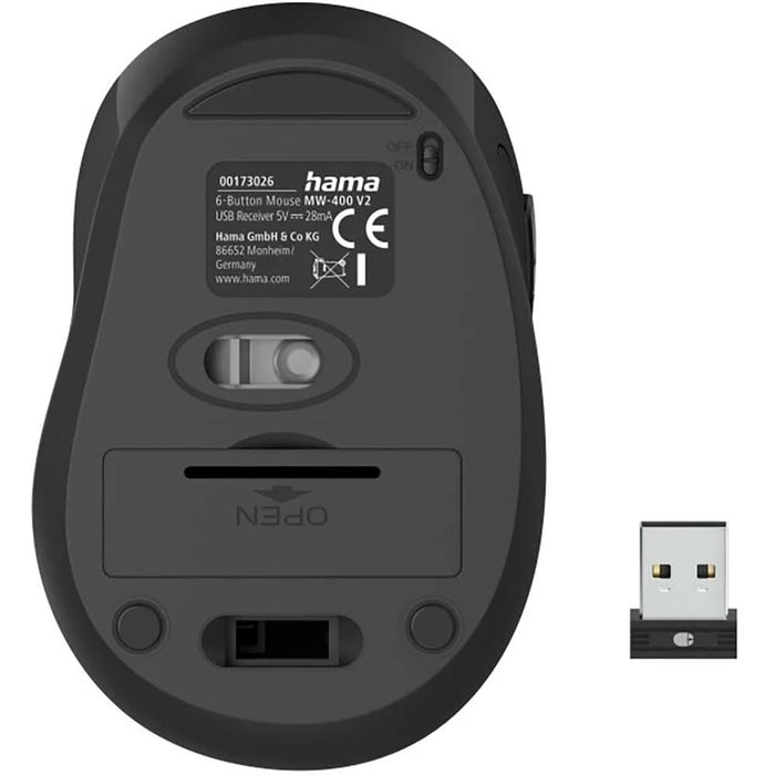Mouse Wireless HAMA MW-400 V2, 1600 dpi, negru WALTI