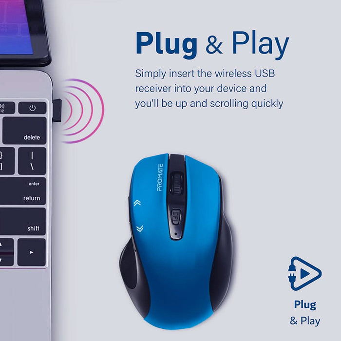 Mouse Wireless PROMATE Cursor, 1600 dpi, albastru WALTI