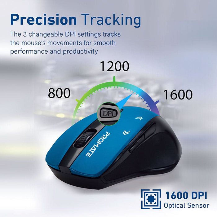 Mouse Wireless PROMATE Cursor, 1600 dpi, albastru WALTI