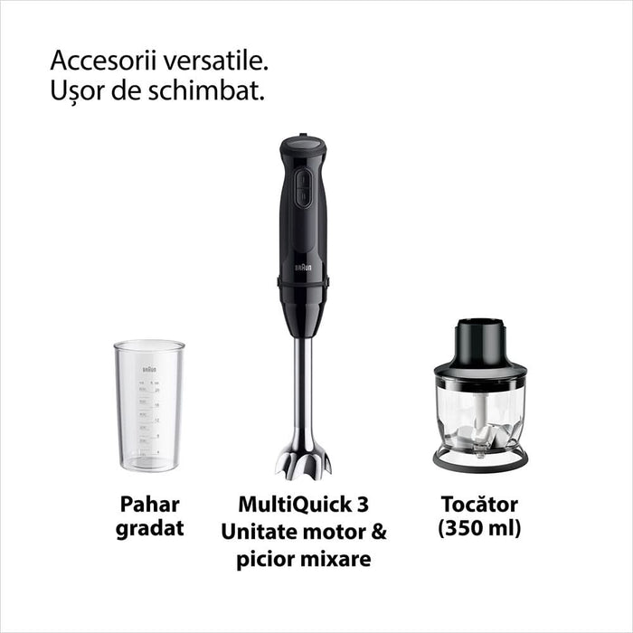 Mixer vertical BRAUN MQ30201M, 0.6l, 900W, 2 trepte viteza, negru WALTI