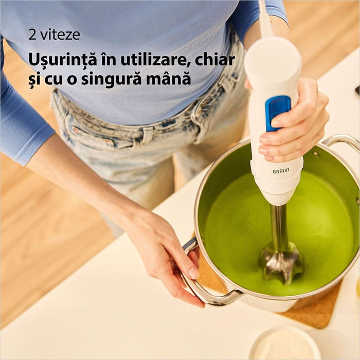 Mixer vertical BRAUN MQ30202M, 0.6l, 900W, 2 trepte viteza, alb-albastru WALTI