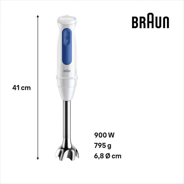 Mixer vertical BRAUN MQ30202M, 0.6l, 900W, 2 trepte viteza, alb-albastru WALTI