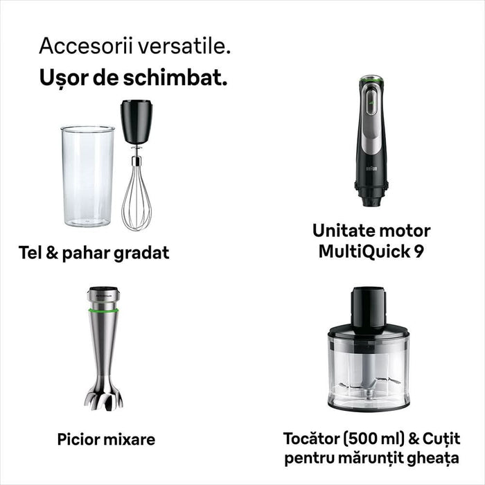 Mixer vertical BRAUN MQ9135XI, 0.6l, 1200W, viteza variabila, argintiu-negru WALTI