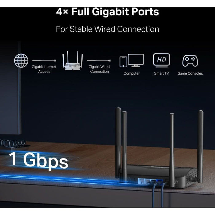 Router Wireless Gigabit MERCUSYS MR25BE BE3600, WI-Fi 7, Dual Band 688 + 2880 Mbps, negru WALTI
