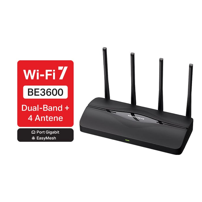 Router Wireless Gigabit MERCUSYS MR25BE BE3600, WI-Fi 7, Dual Band 688 + 2880 Mbps, negru WALTI