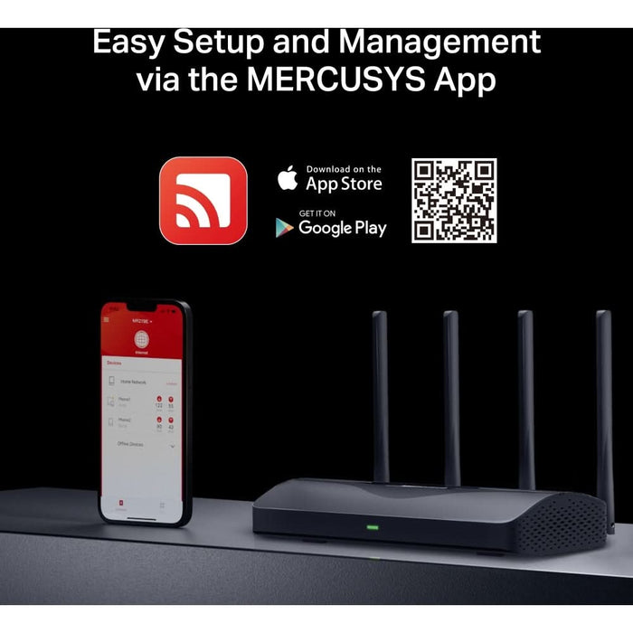 Router Wireless Gigabit MERCUSYS MR27BE BE3600, WI-Fi 7, Dual Band 688 + 2880 Mbps, negru WALTI