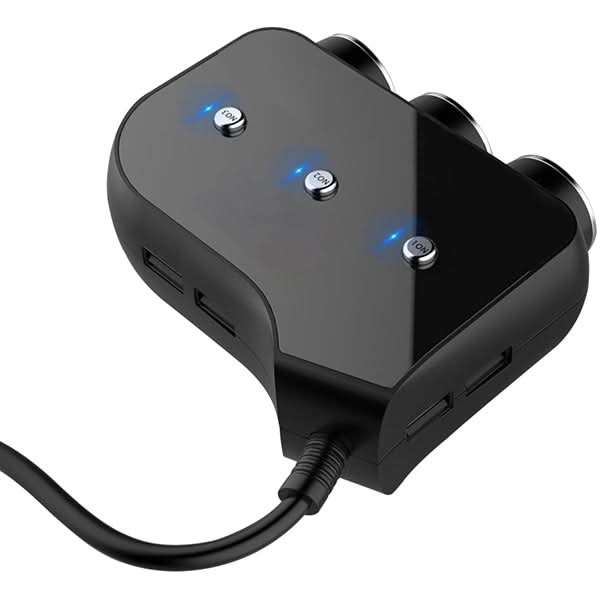Splitter cu 3 porturi auto MYRIA MY2120, 4 x USB, negru WALTI