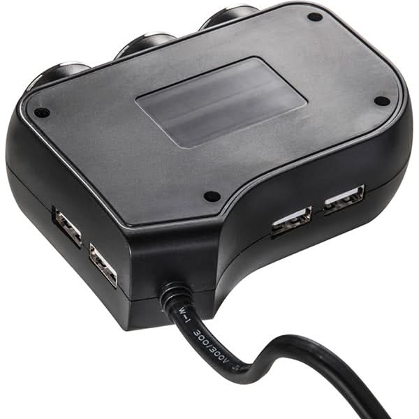 Splitter cu 3 porturi auto MYRIA MY2120, 4 x USB, negru WALTI