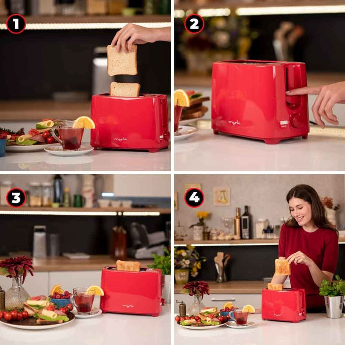 Prajitor de paine MYRIA MY4016, 2 felii, 700W, rosu WALTI