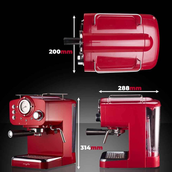 Espressor manual MYRIA MY4052, 1.25l, 1100W, 15 bar, rosu-argintiu WALTI
