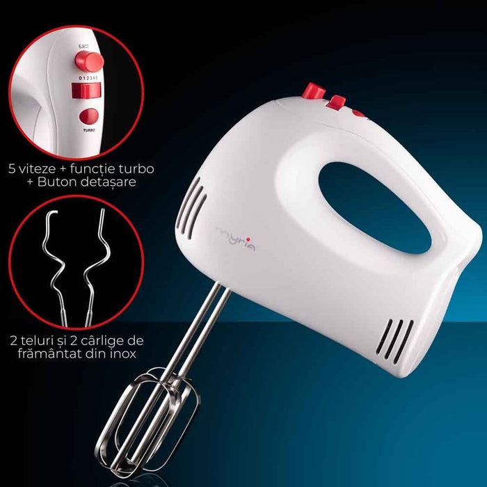 Mixer de mana MYRIA MY4112, 250W, 5 trepte viteza, alb - WALTI WALTI