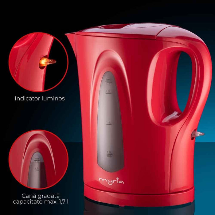 Fierbator apa MYRIA MY4116, 1.7l, 2200W, rosu - WALTI WALTI