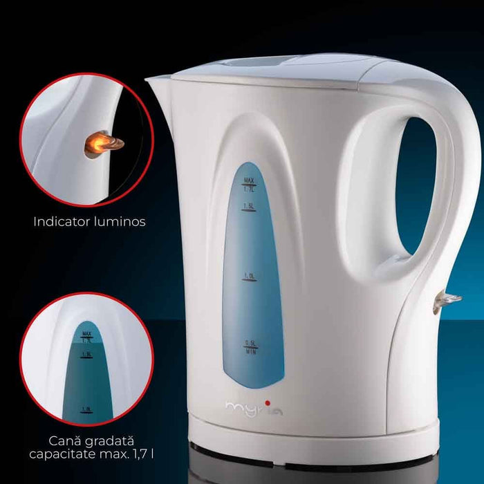 Fierbator apa MYRIA MY4116, 1.7l, 2200W, alb WALTI