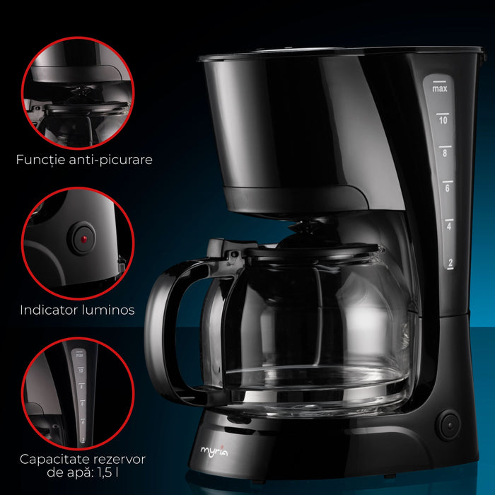 Cafetiera MYRIA MY4117, 1.5l, 750W, 12 cesti, negru WALTI