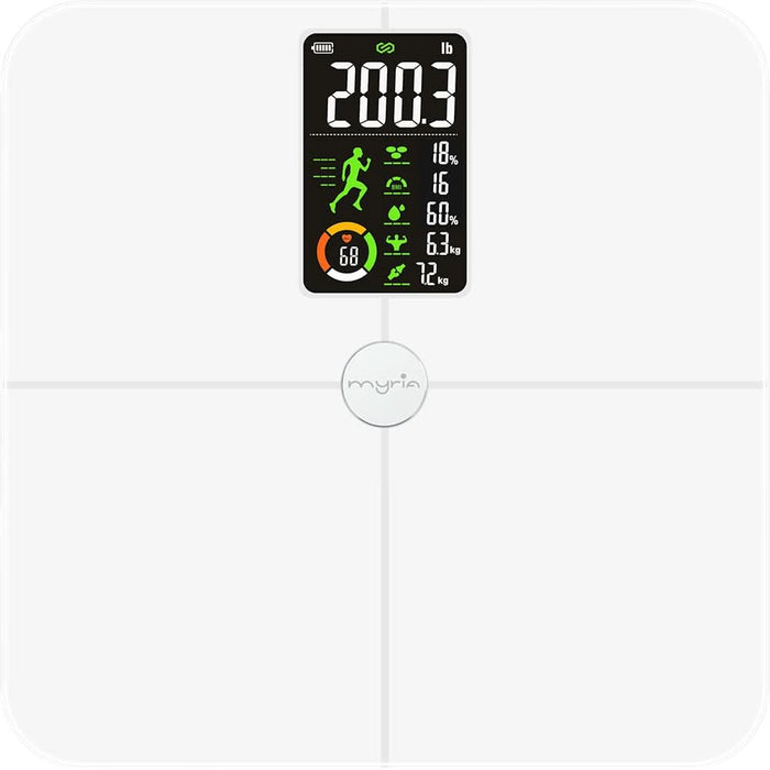 Cantar corporal MYRIA MY4920S, 180Kg, electronic, sticla securizata, alb - WALTI WALTI
