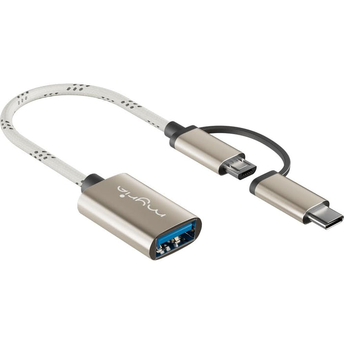 Adaptor USB A-USB-C/Micro USB MYRIA MY8085, auriu WALTI