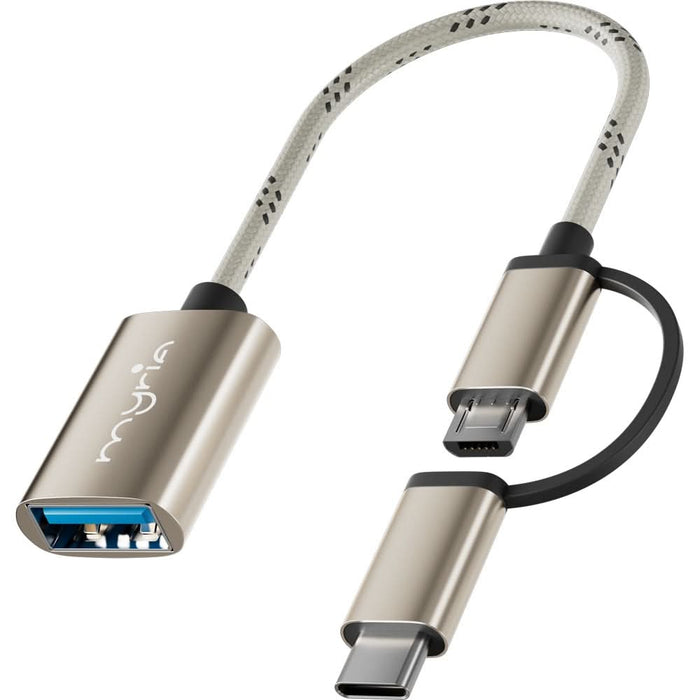 Adaptor USB A-USB-C/Micro USB MYRIA MY8085, auriu WALTI