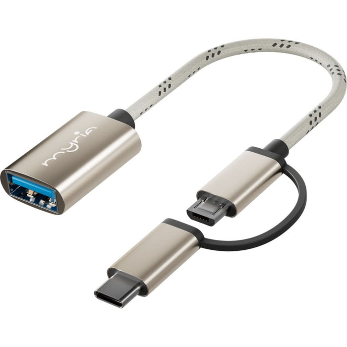 Adaptor USB A-USB-C/Micro USB MYRIA MY8085, auriu WALTI