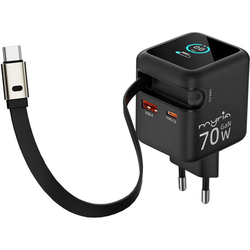 Incarcator retea MYRIA MY9114BK, 2x USB-C, 1x USB-A, Power Delivery 70W, negru - WALTI WALTI