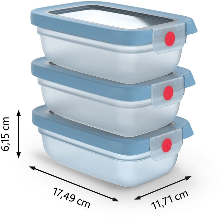 Set caserole TEFAL Oneclick N1230510, 3 piese, 0.5l, plastic, albastru WALTI