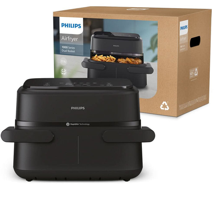 Friteuza cu aer cald dubla PHILIPS Seria 1000 NA150/00, 7.1l, 2450W, negru WALTI
