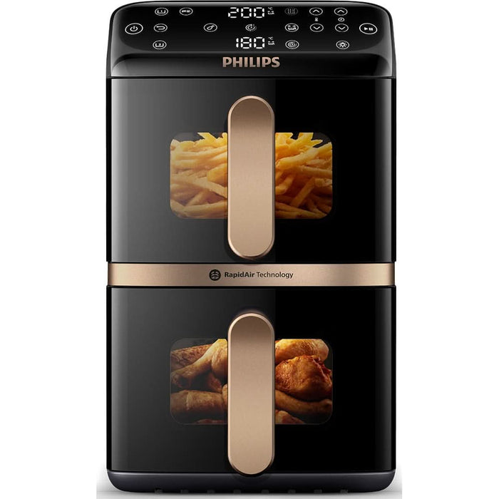 Friteuza cu aer cald dubla PHILIPS Seria 4000 NA462/70, 10l, 2750W, negru-auriu WALTI