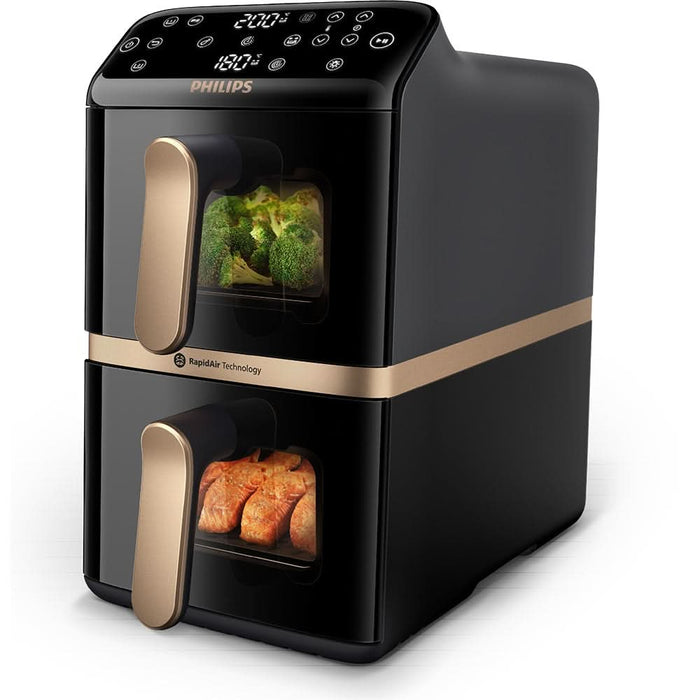 Friteuza cu aer cald dubla PHILIPS Seria 4000 NA462/70, 10l, 2750W, negru-auriu WALTI
