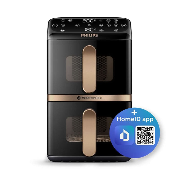Friteuza cu aer cald dubla PHILIPS Seria 4000 NA462/70, 10l, 2750W, negru-auriu WALTI