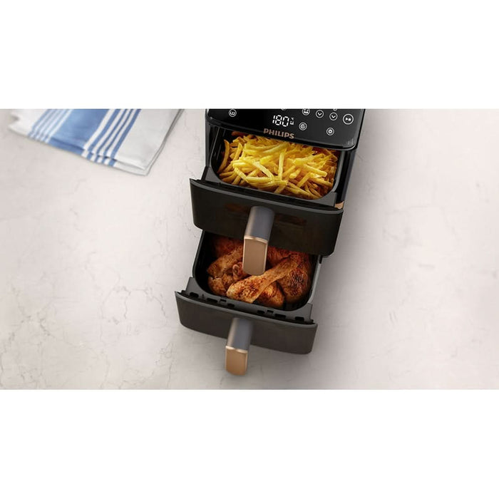 Friteuza cu aer cald dubla PHILIPS Seria 4000 NA462/70, 10l, 2750W, negru-auriu WALTI