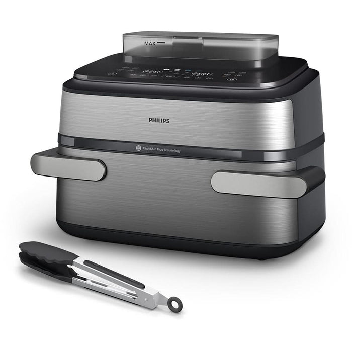 Friteuza cu aer cald dubla PHILIPS Seria 5000 NA565/02, 9.5l, 2750W, argintiu WALTI