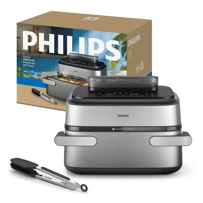 Friteuza cu aer cald dubla PHILIPS Seria 5000 NA565/02, 9.5l, 2750W, argintiu WALTI
