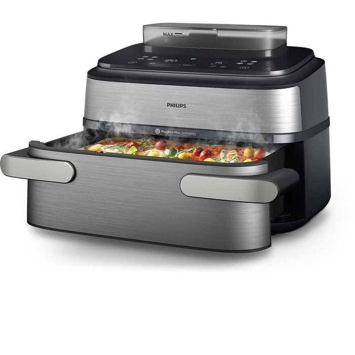 Friteuza cu aer cald dubla PHILIPS Seria 5000 NA565/02, 9.5l, 2750W, argintiu WALTI