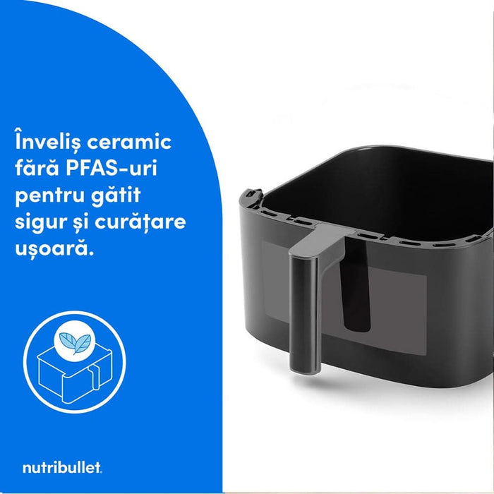 Friteuza cu aer cald NUTRIBULLET CrispLite Vision NBA0811DG, 8l, 2.6kg, 2000W, negru-gri inchis WALTI
