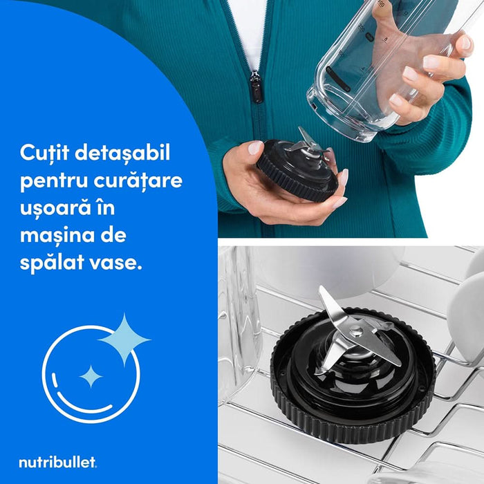 Blender portabil NUTRIBULLET Flex NBP013GM, 0.59l, 1 treapta viteza, USB-C, gri - WALTI WALTI