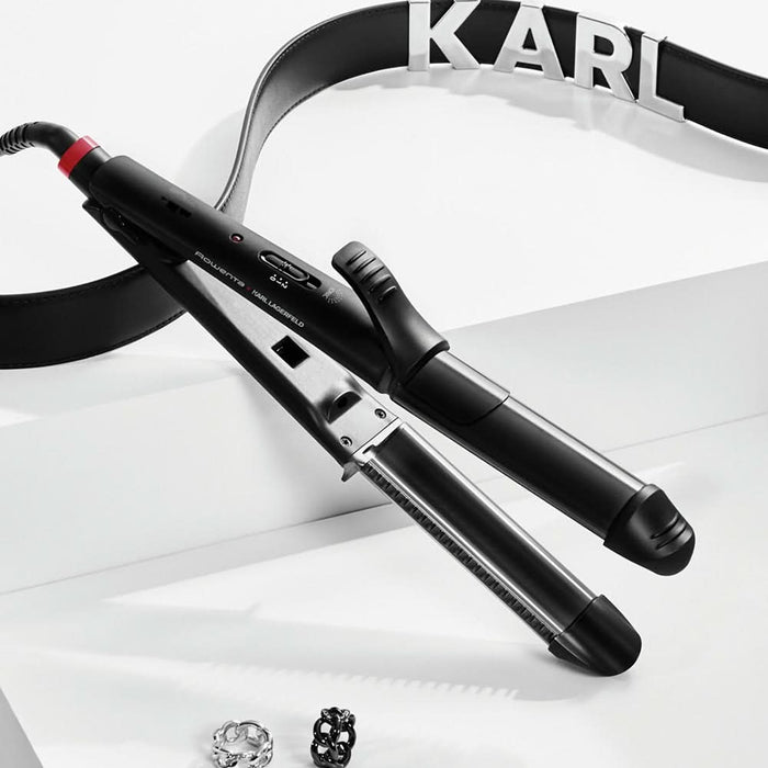 Aparat de coafat multifunctional 3 in 1 ROWENTA x KARL LAGERFELD CF451LF0, 200 grade, invelis ceramic, negru WALTI