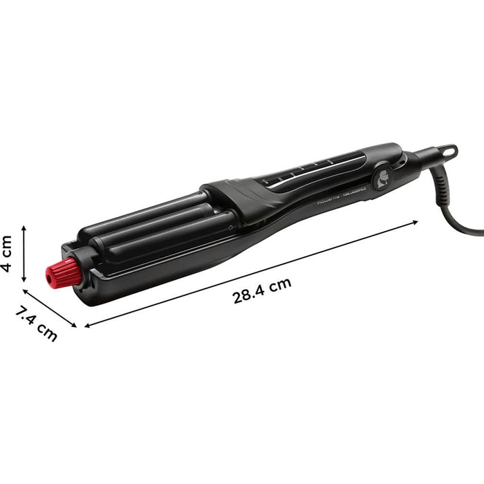 Ondulator ROWENTA CF471LF0 x Karl Lagerfeld Waves Addict CF471LF0, 210 grade, invelis ceramic, negru - WALTI WALTI
