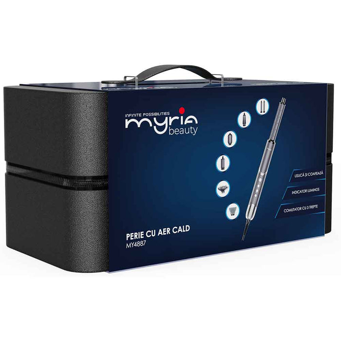 Perie cu aer cald MYRIA MY4887, 1300W, 3 trepte temperatura, gri WALTI