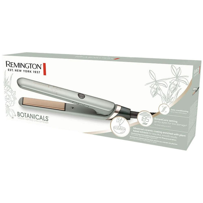 Placa de indreptat parul REMINGTON Botanicals S5860, 230 grade, LCD, invelis ceramic, verde fosforescent WALTI